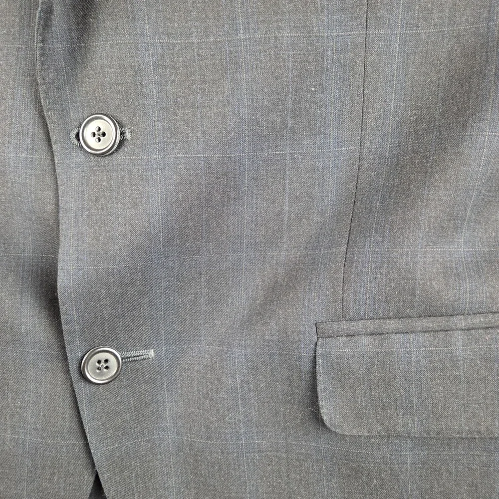 Peter Millar Blazer Sport‎ Coat Jacket 2-Button 100% Wool Mens 40R Gray Plaid